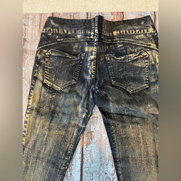 BNWT bebe Black and Gold / Copper Skinny Jeans - Picture 5 of 11